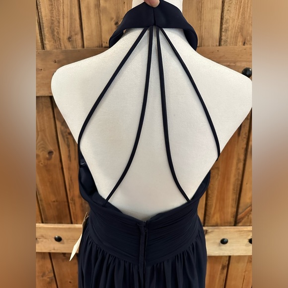 NWT Kleinfeld Indigo Bridesmaids Dress High Neck Chiffon Size 8 - Picture 4 of 6